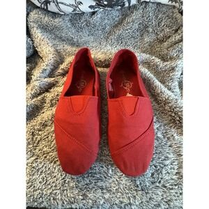 Sole Mates Red Slip on Canvas Flat Loafers M 7/8